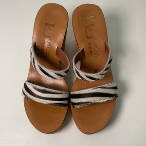 NWOT K. Jacques Two Strap Wedge Slides - sz 36